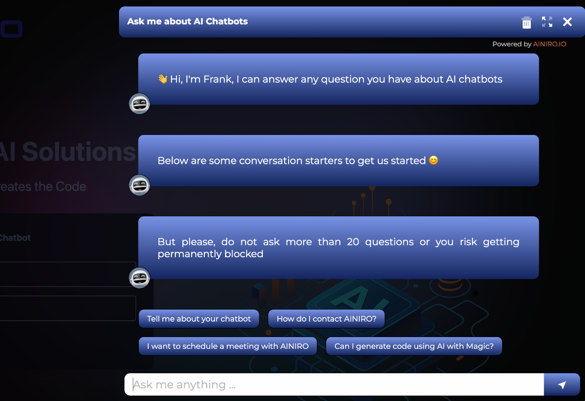 Gradient backgroun color in your AI chatbot