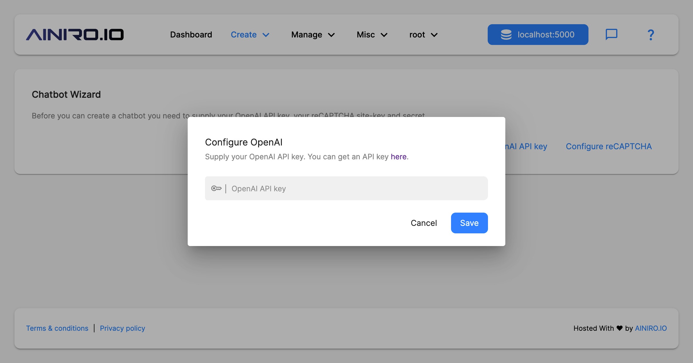 Screenshot of configuring Magic with your OpenAI API key