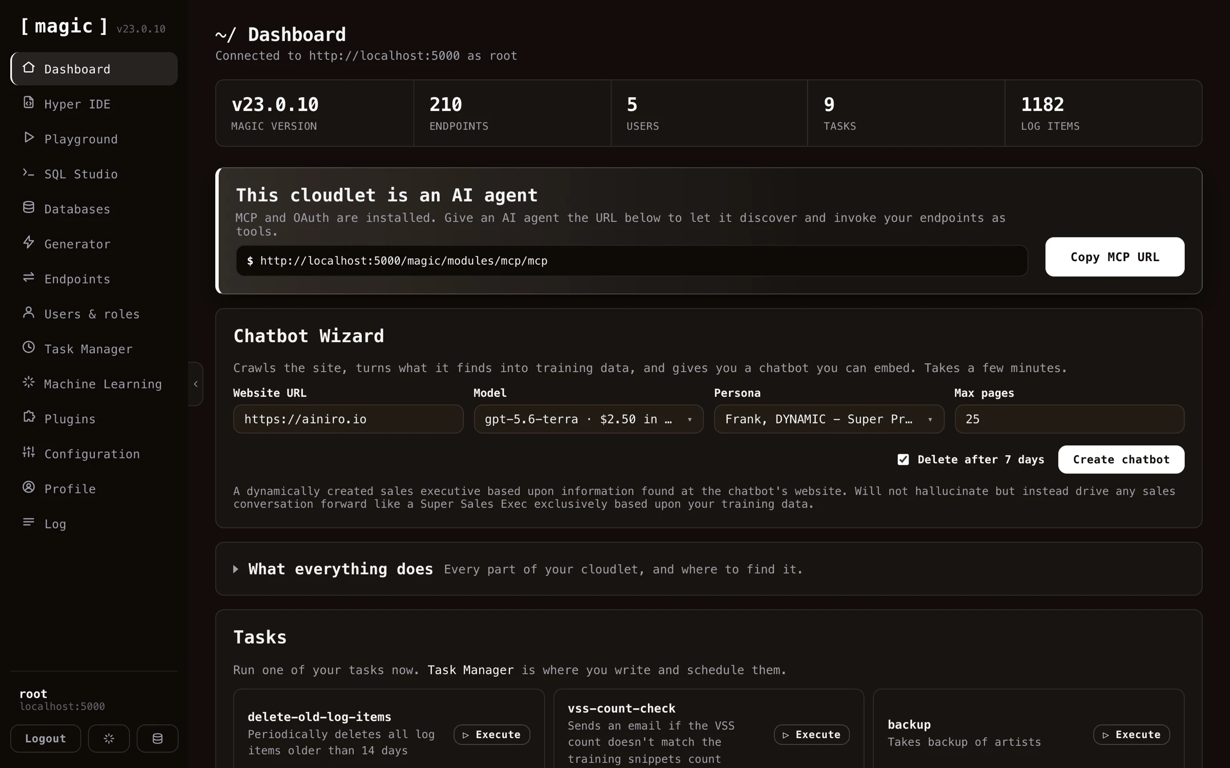 Screenshot of scraping your website to create an AI chatbot using the Chatbot Wizard