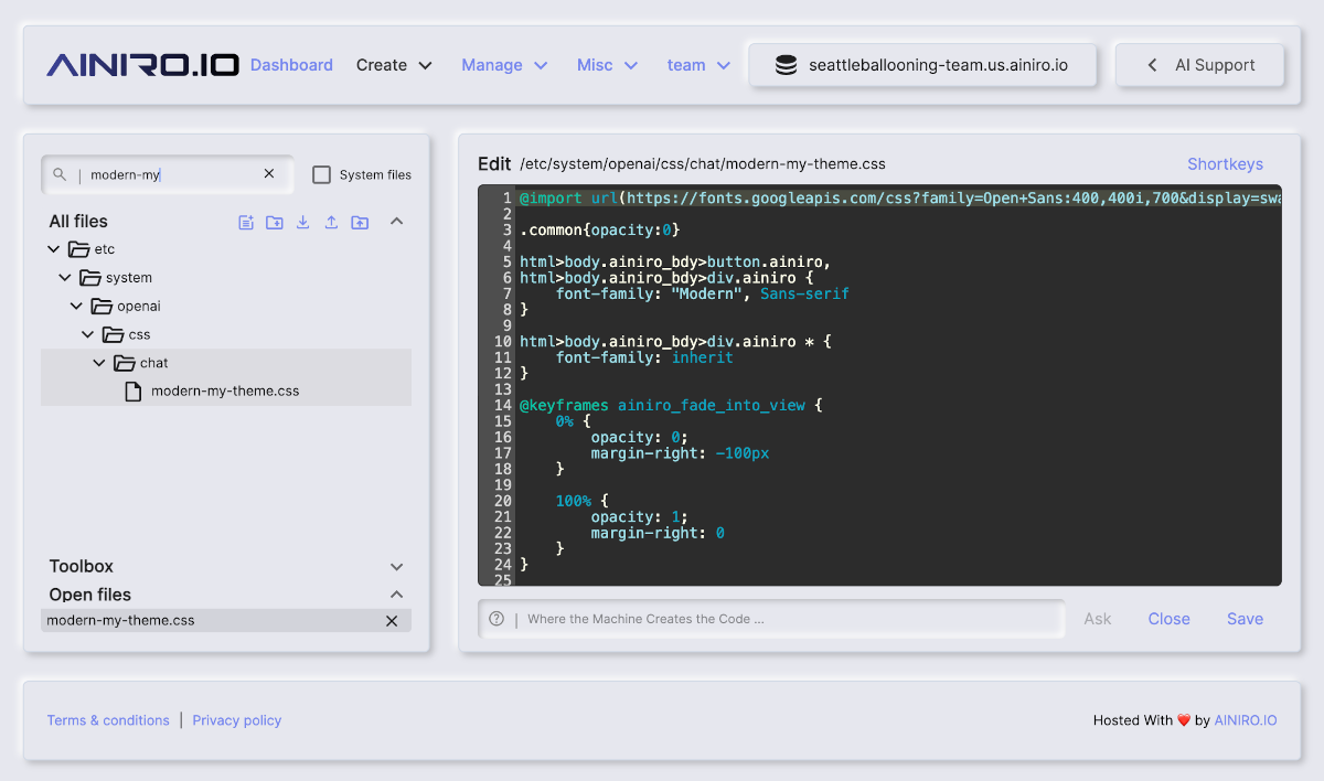 Editing your custom theme