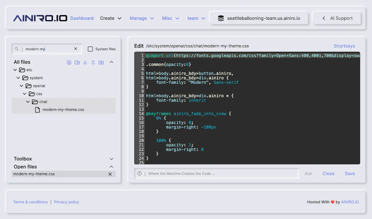 Editing your custom theme