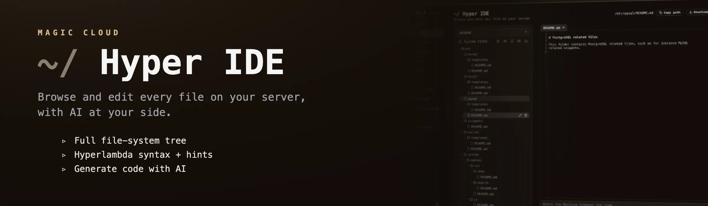 Editing Hyperlambda in Hyper IDE