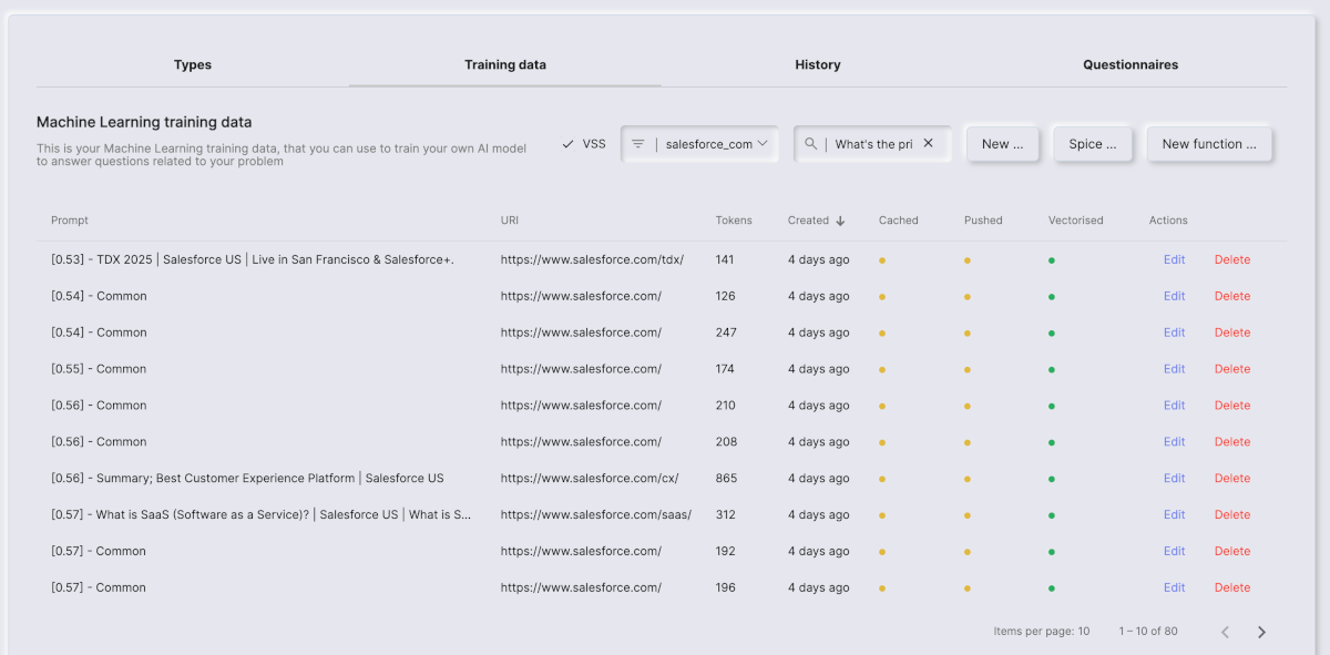 Searching through your training snippets using VSS