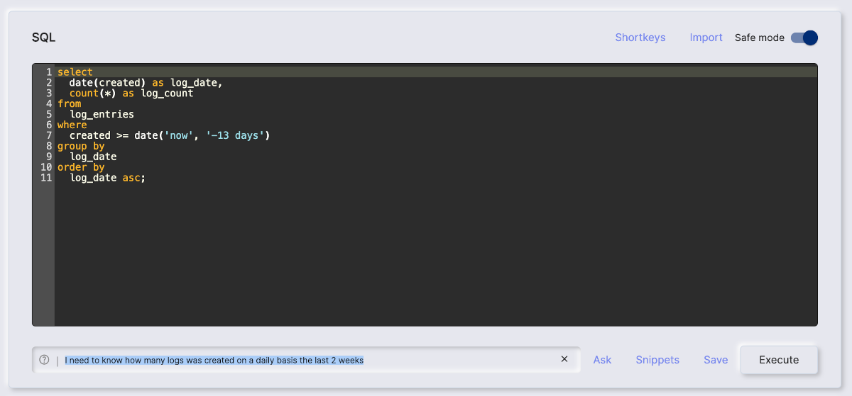 Screenshot of the SQL Endpoint Generator allowing you to create HTTP endpoints with SQL